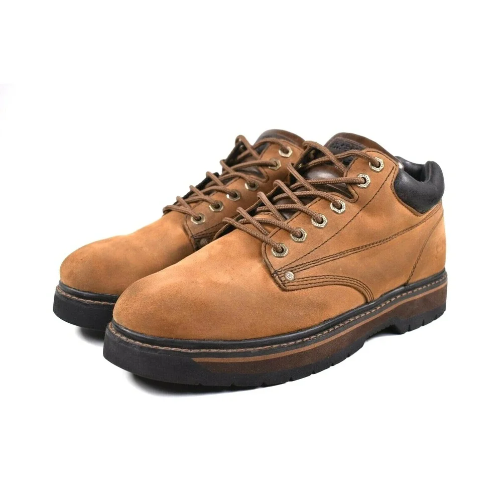 Skechers Mens 12 Vintage Brown Leather Boots Chunky Punk Goth Y2K 90s Grunge 743